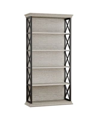 Industrial Bookshelf Metal and Wooden Display Shelf