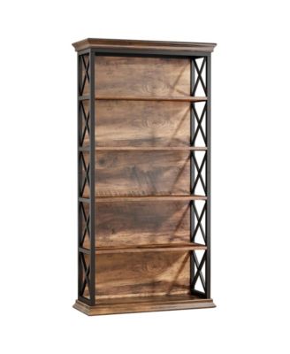 Industrial Bookshelf Metal and Wooden Display Shelf