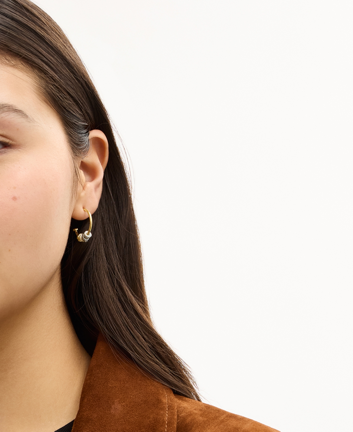Coach Faux Stone Signature Rondelle Charm Hoop Earrings