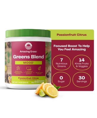 Greens Blend Mood, Passionfruit Citrus, Super Greens Powder, 7.4 oz, 30 Servings