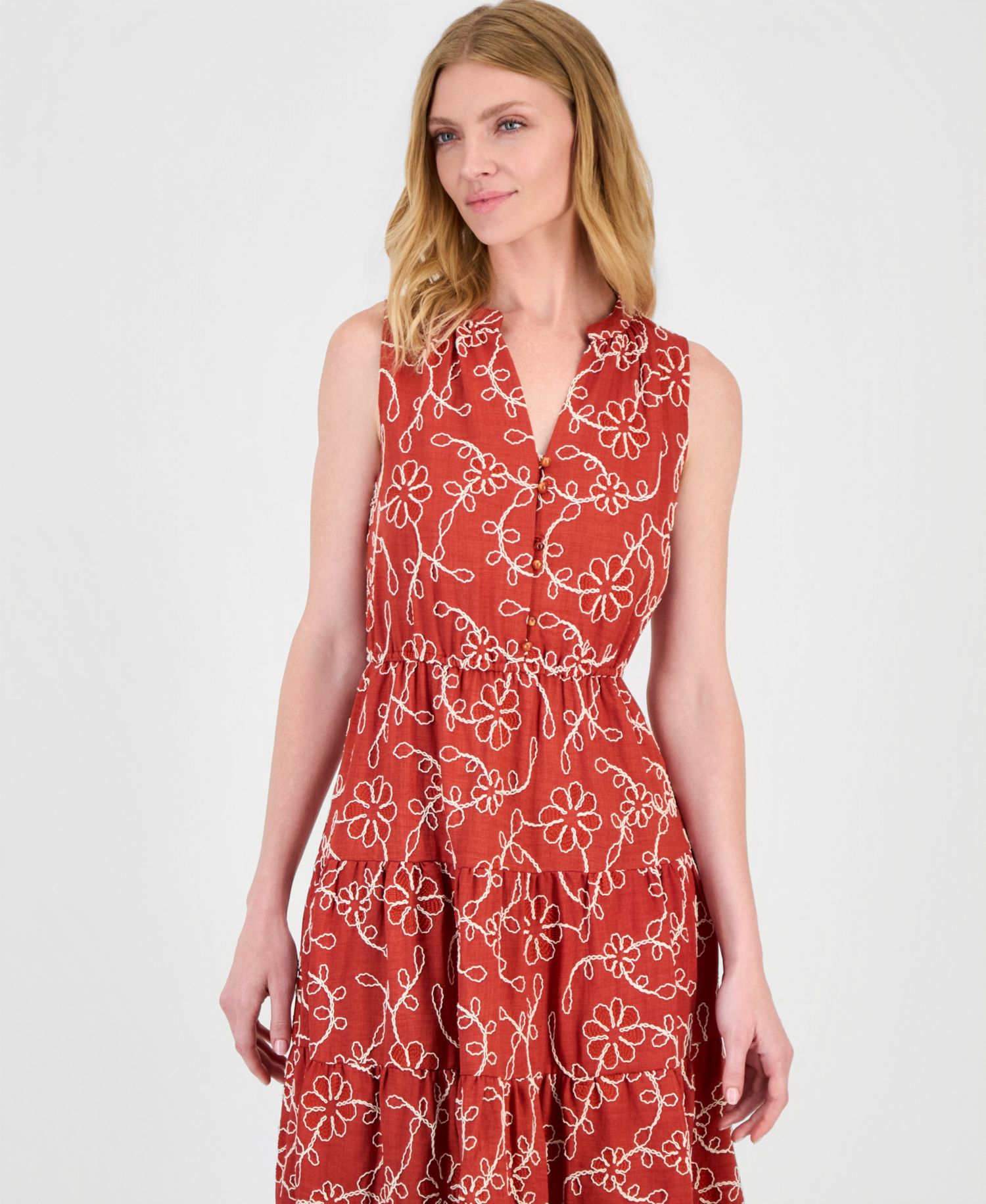 Women's Sleeveless Printed Fit & Flare Dress