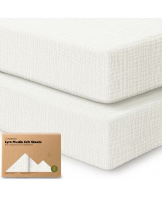 Lyra Muslin Crib Sheets for Boys, Girls, 2pk 52x28 Cotton Baby Crib Mattress Sheets Fitted, Soft, Breathable