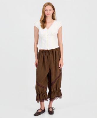 Women's Lace-Trim Balloon Pants