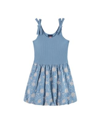 Girls Andy and Evan Andy and Evan Floral Eyelet Rib Knit Bow Shoulder Dess