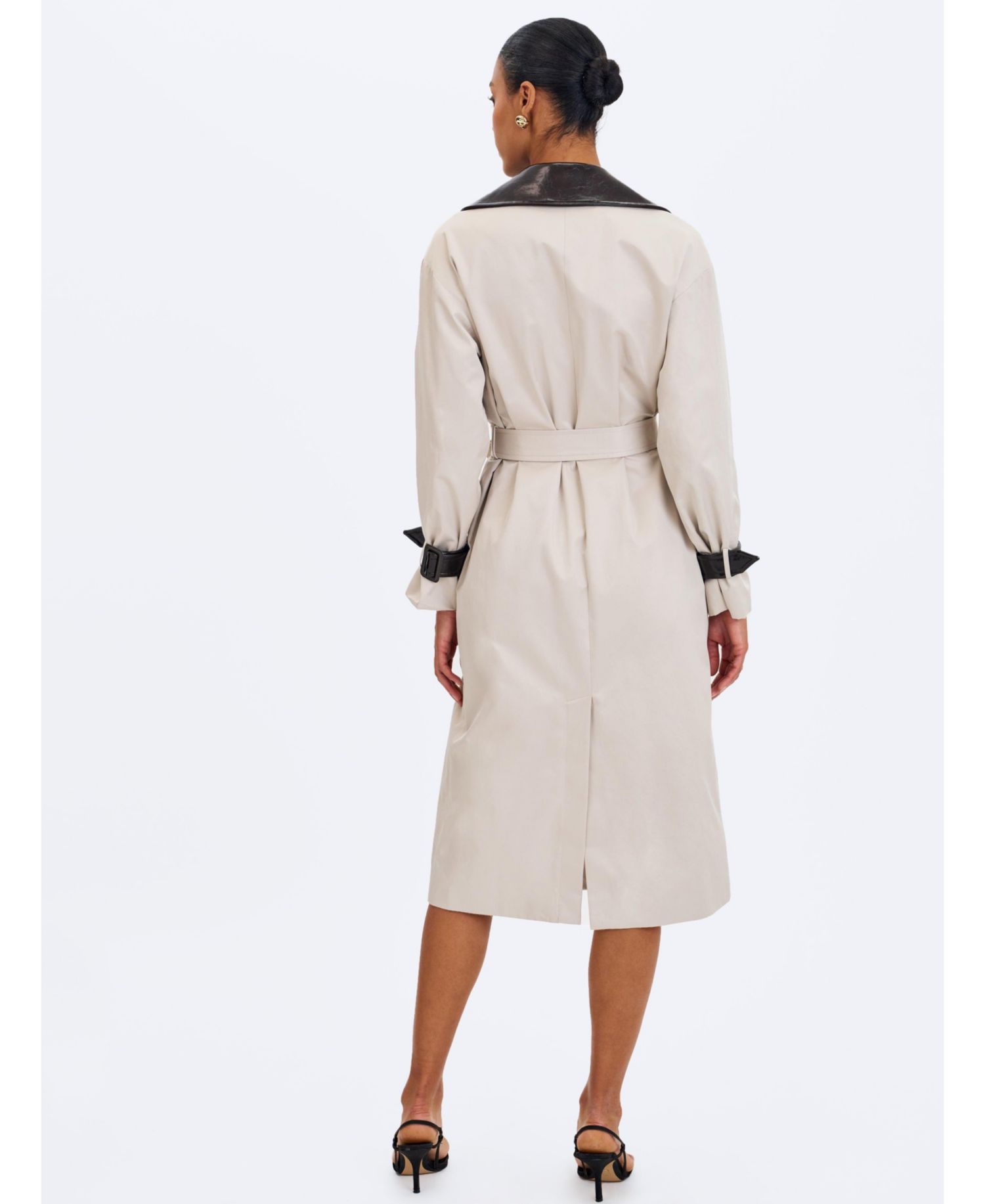 Women's Umber Oyster Double-Breasted Lapel Trench Coat