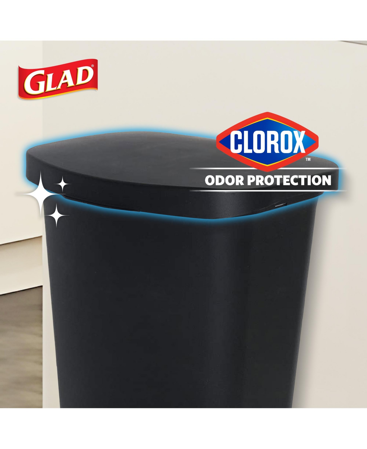 Glad Kitchen Trash Can with Lid, Foot Pedal and Garbage Bag Rings, 13 Gal