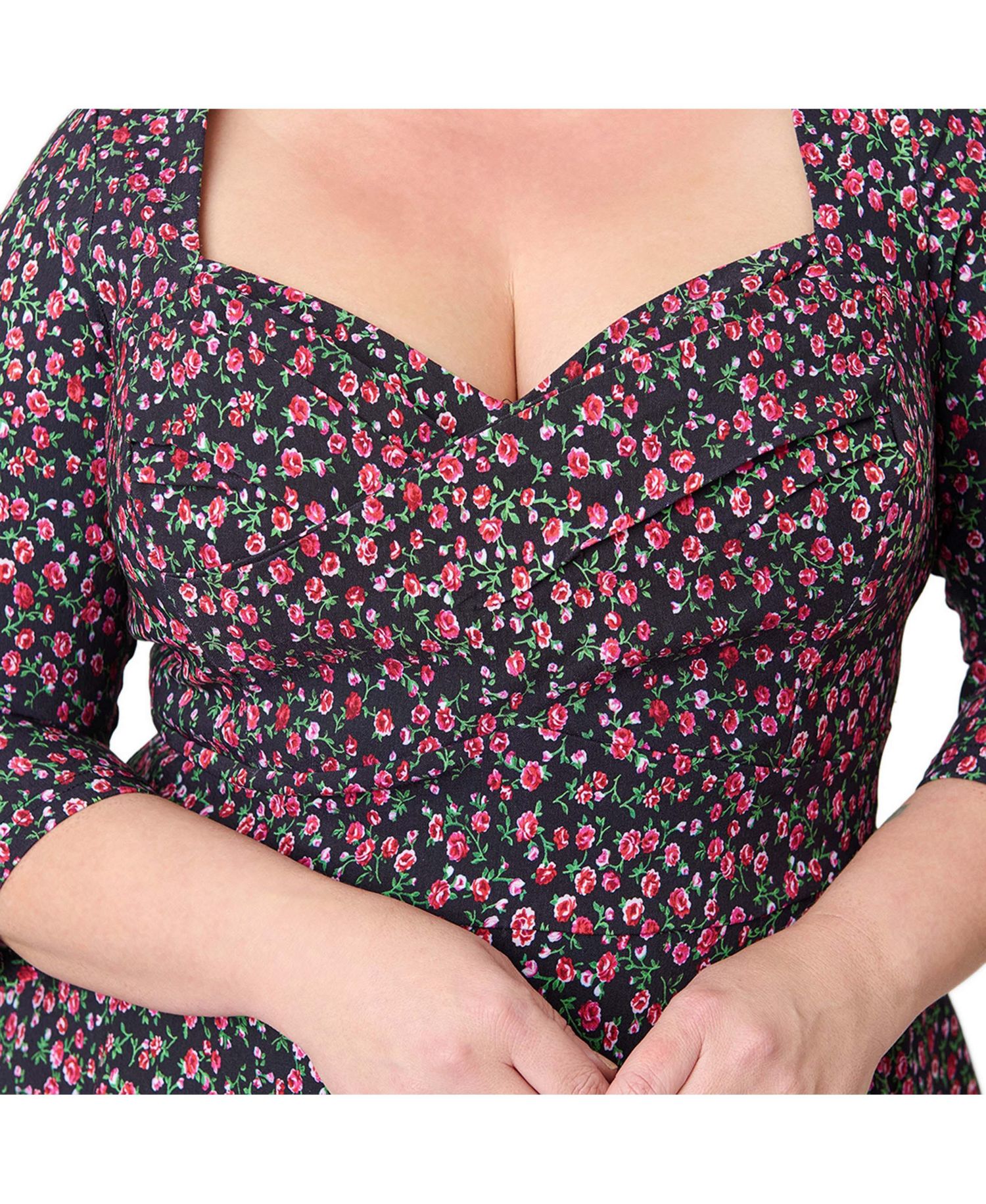 Plus Size Pleated Bust Swing Dress
