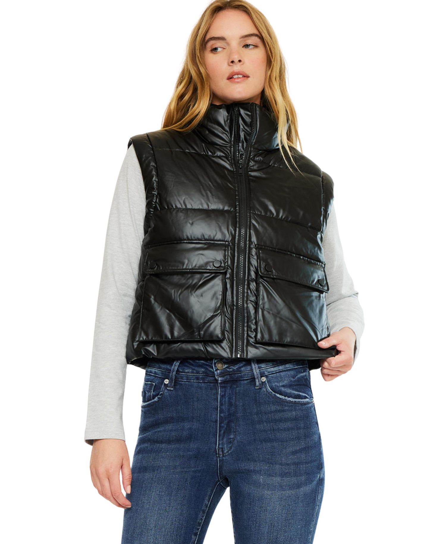 Women's Obsidian Cropped Puffer Vest