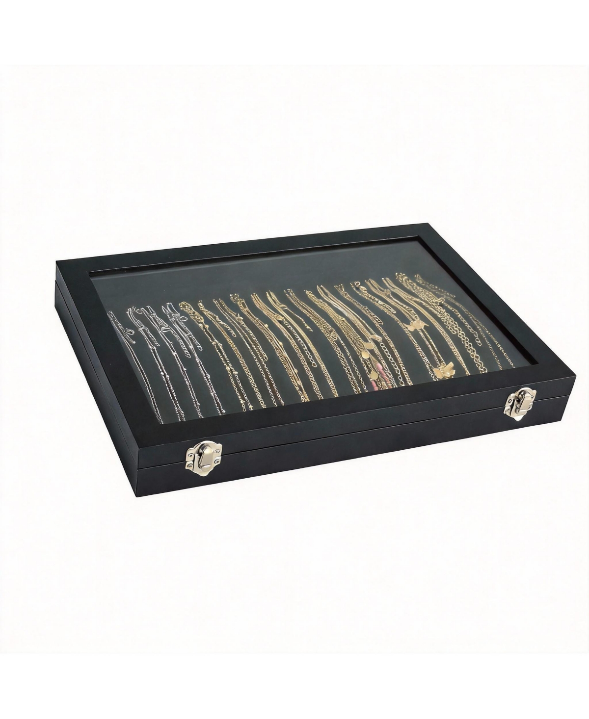 Yigii 20 Hook Velvet Necklace Organizer with Transparent Lid for Display