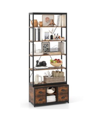 8 tier Bookshelf 79 Inch Freestanding Bookcase with 4 Fabric Drawers and Storage