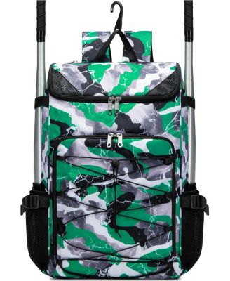 Camouflage Pattern Youth Baseball Softball Gear Bag Backpack - For Ages 8-14, Large Bat Bag with Ventilated Shoe Compartment for Players