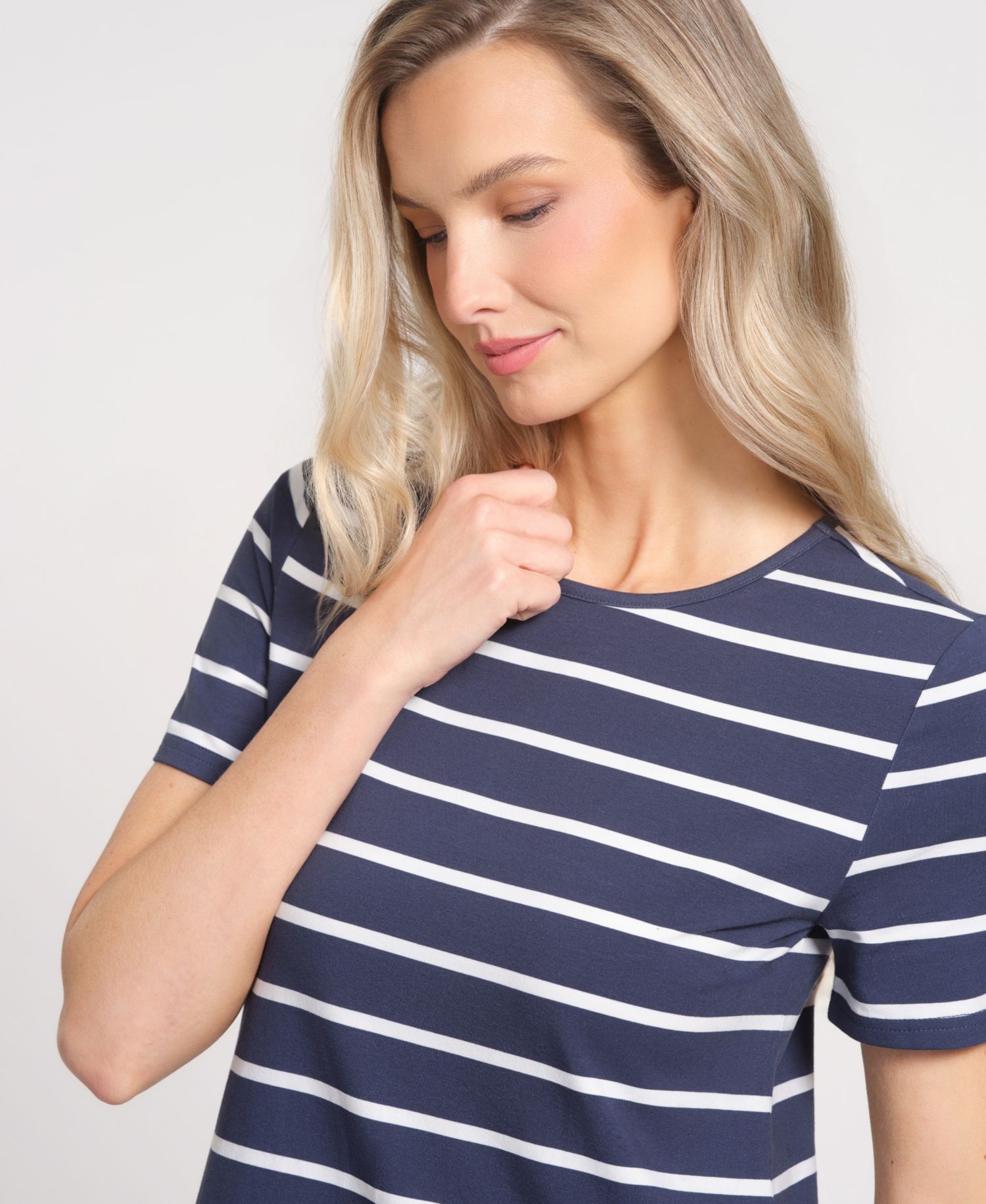 Women's Striped Crewneck Midi Dress