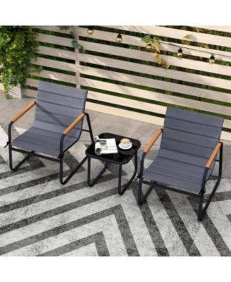 3 Pieces Patio Bistro Set Outdoor Fabric Conversation Set