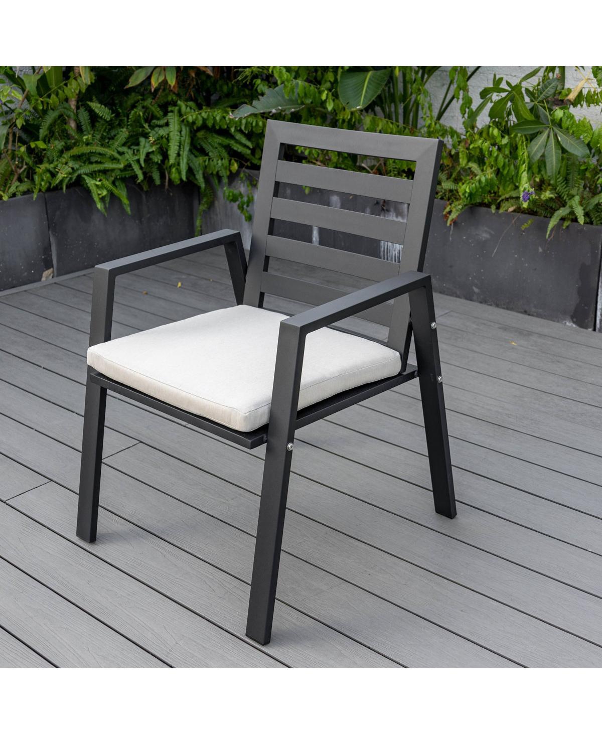 Leisuremod Chelsea 7-Piece Aluminum Outdoor Dining Set 60 inches. Round Table and 6 Armchair with Cushions