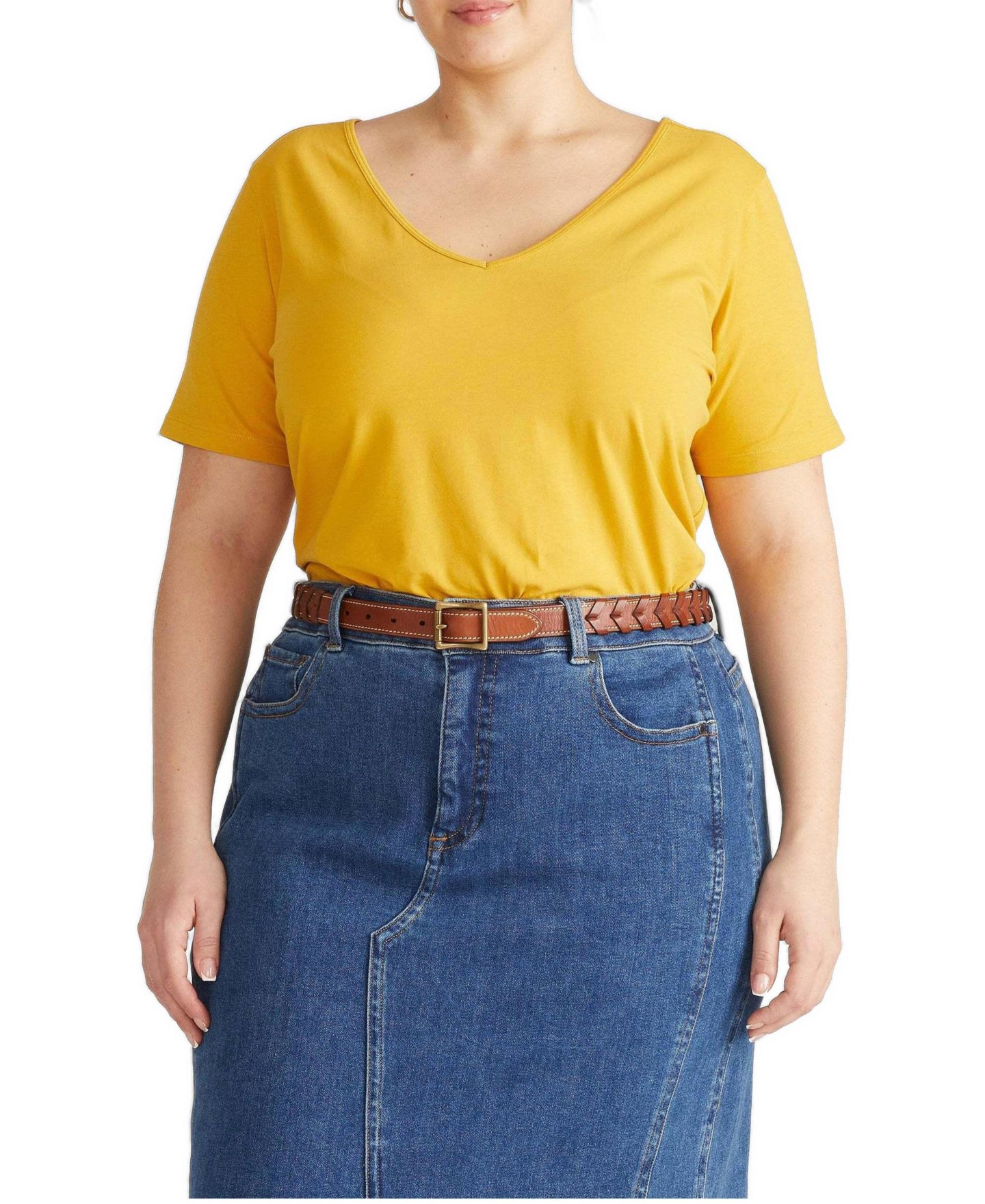 Женская футболка Universal Standard Plus Size Double V, цвет: Goldenrod — фото 1