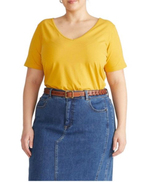 Женская футболка Universal Standard Plus Size Double V, цвет: Goldenrod