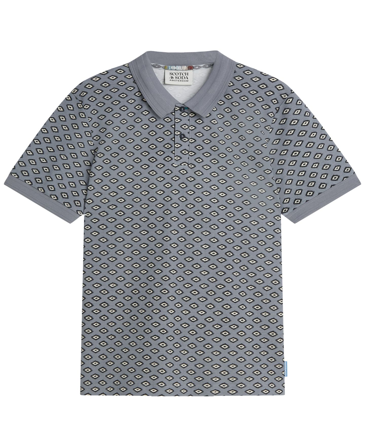 Мужское поло SCOTCH & SODA Geo Print Short-Sleeve Polo Shirt, цвет: Glitch Geo Tradewinds — фото 5