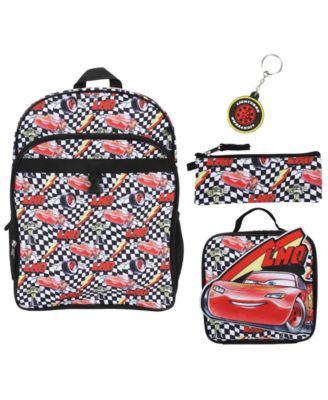 Boys' Cars All Over Print Backpack, Lunch Bag, Key Chain and Pencil Case, 4-Piece Set