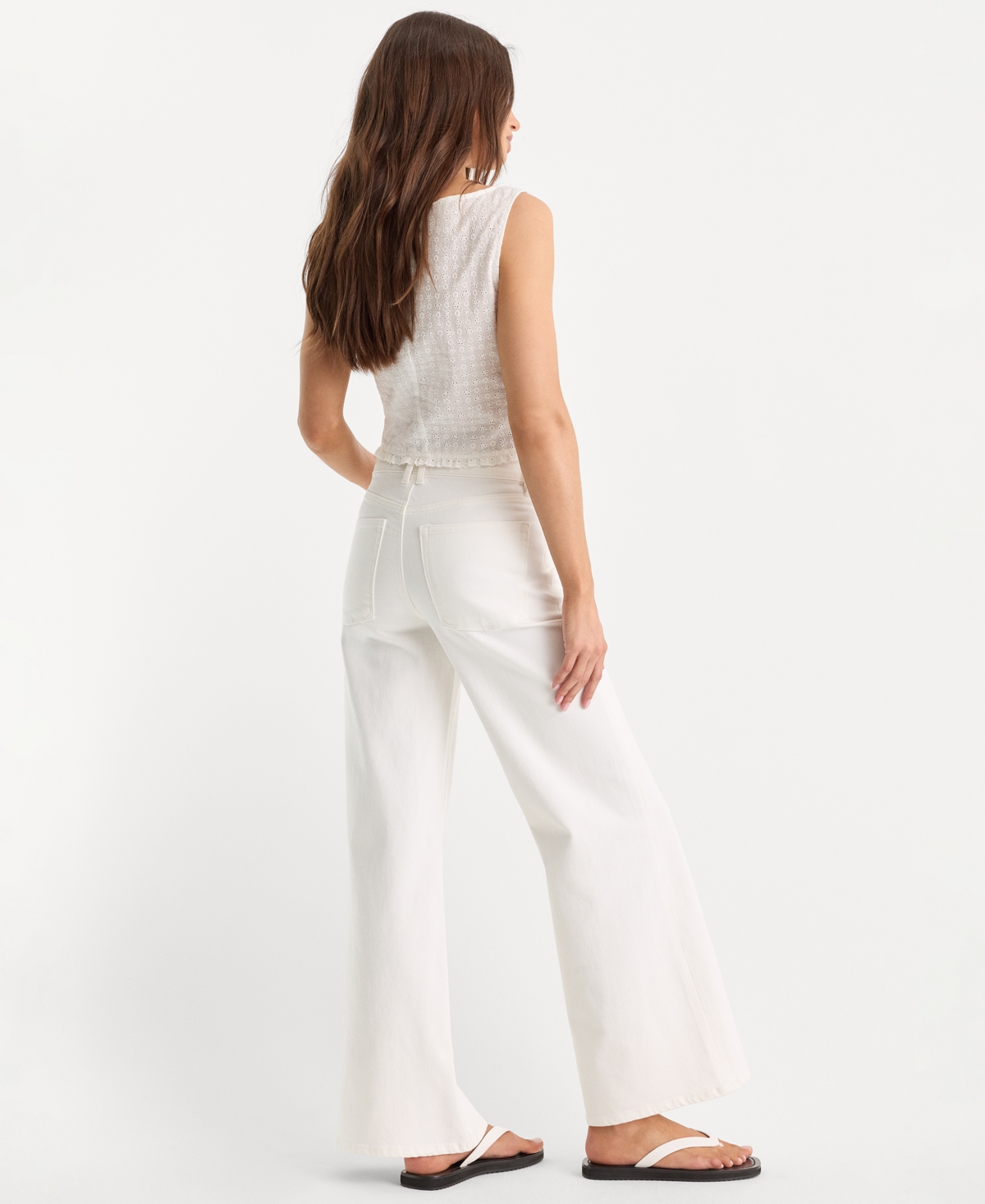 Good American Women's High-Rise Ankle Palazzo Wide-Leg Jeans