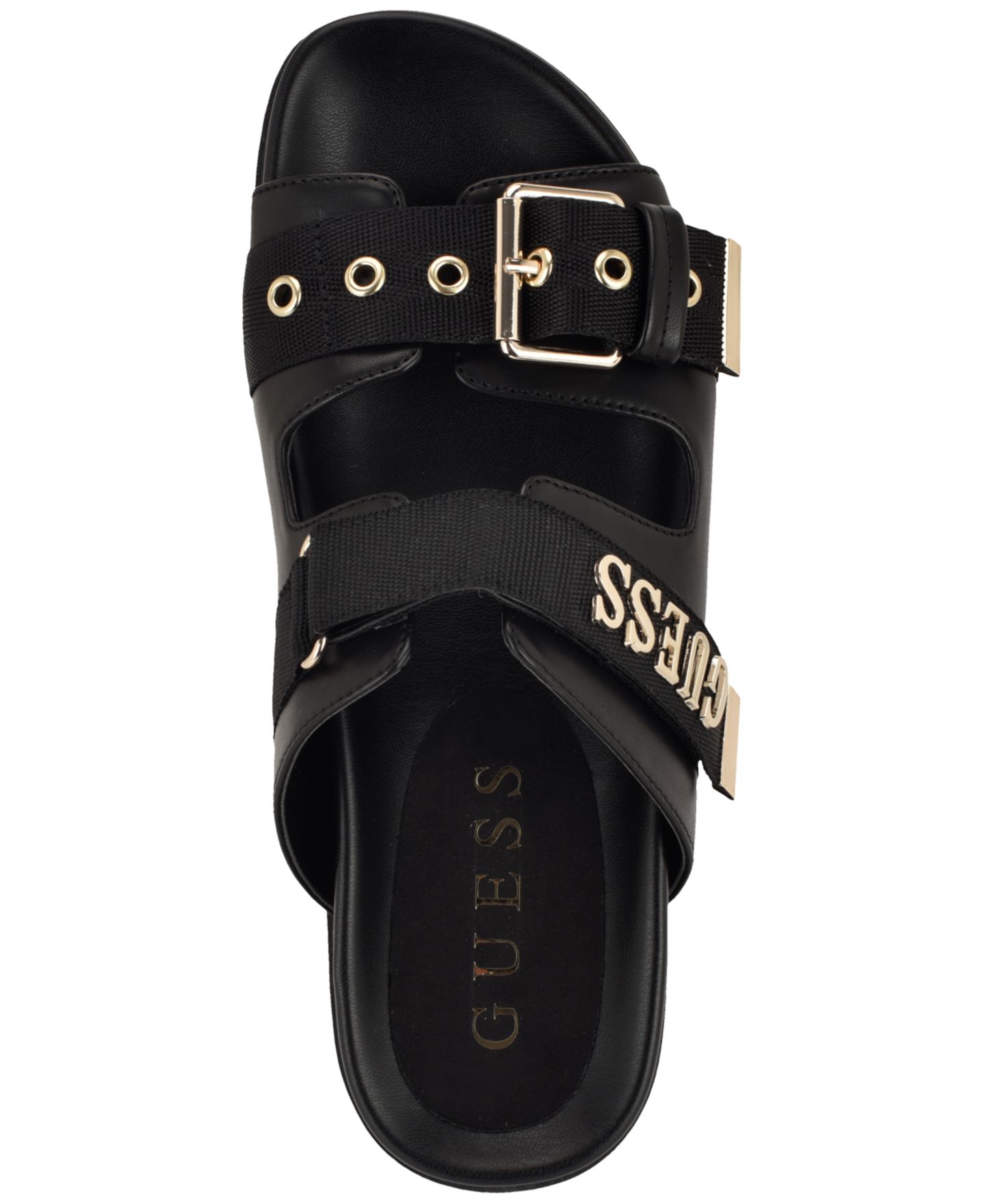 Женские сандалии GUESS Faxona Branded Slip-On Footbed, цвет: Чёрный — фото 4