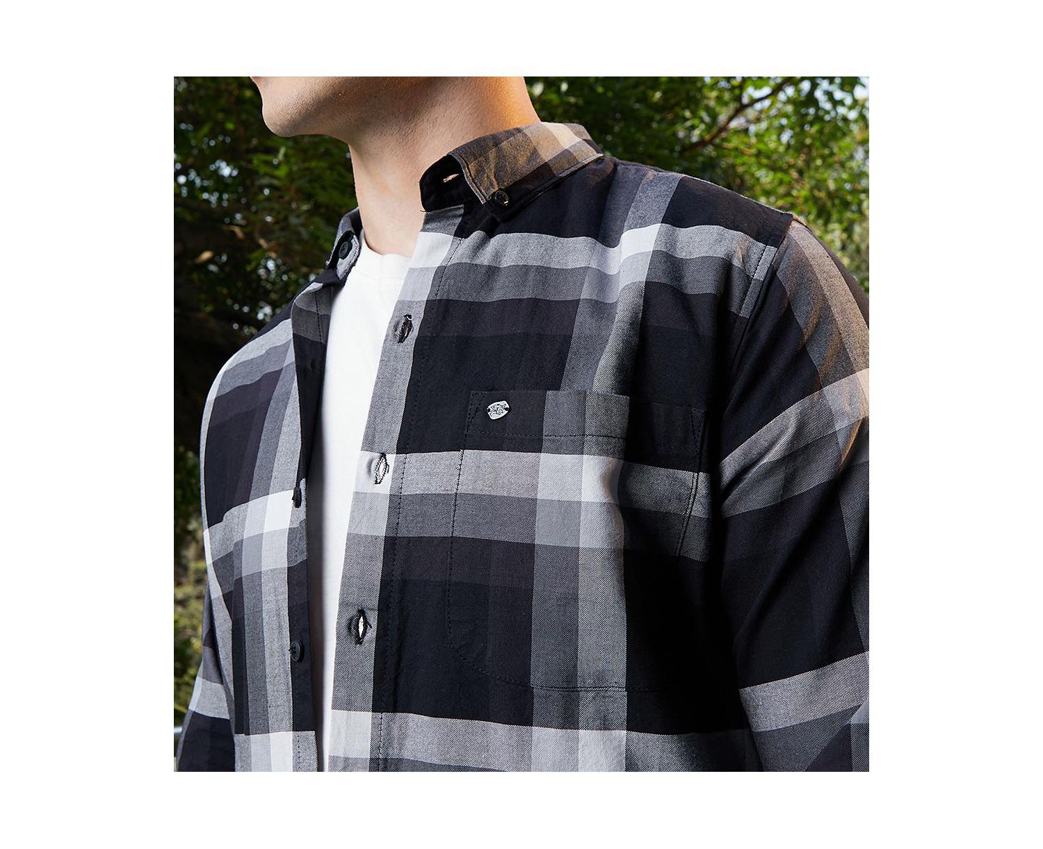 Men's Onyx Pixelated-Check Relaxed Shirt