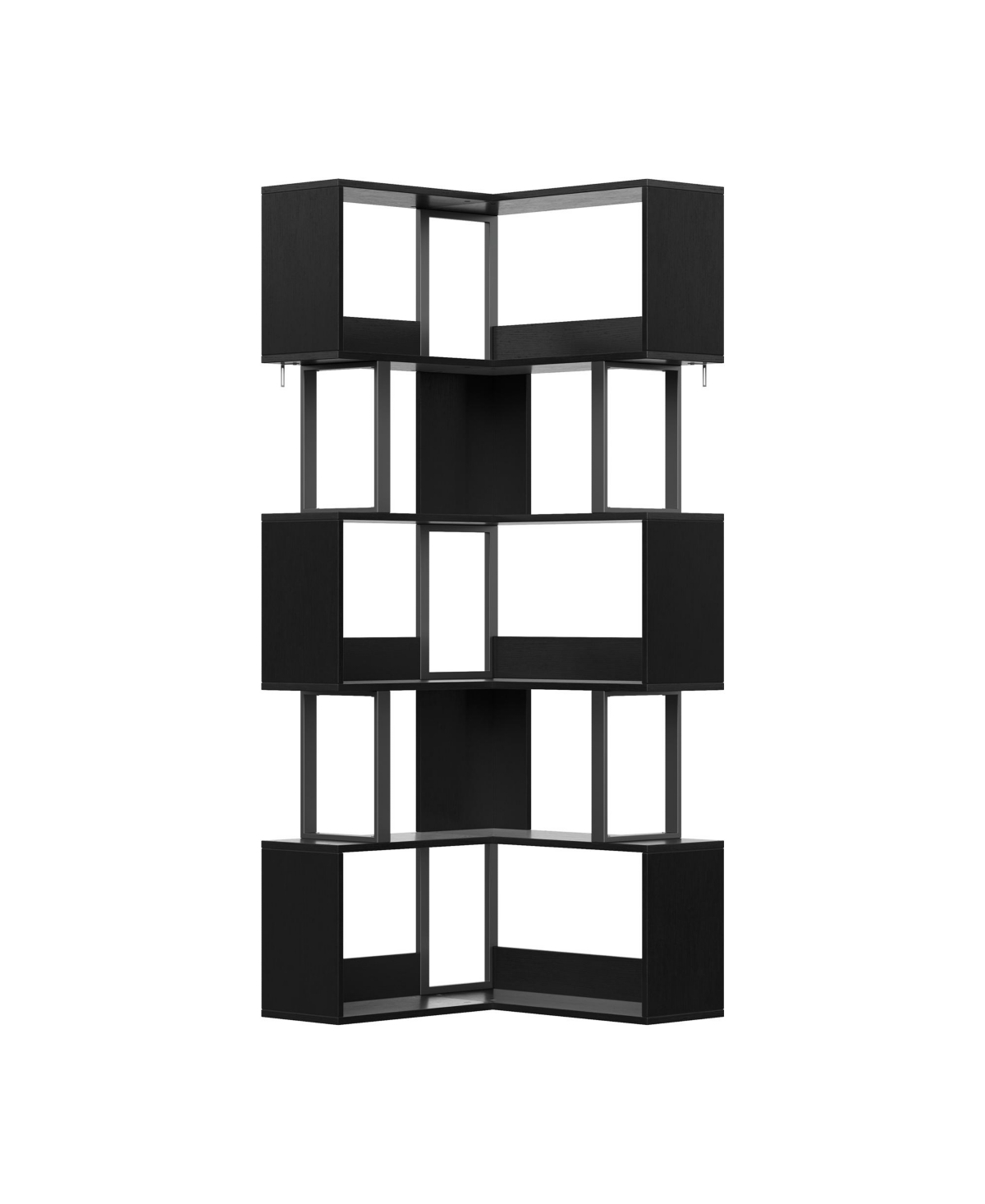 gaomon Space-Saving L-Shaped Corner Bookshelf - 6-Tier Freestanding Metal and Wood Bookcase with Baffle