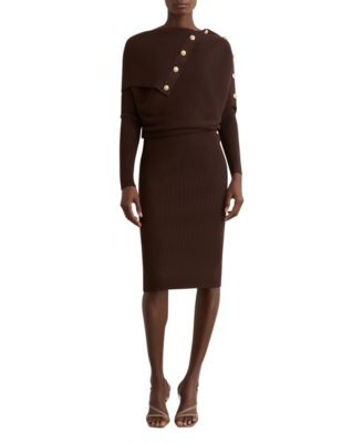 Women's Draped Off-Shoulder Rib-Knit Dress