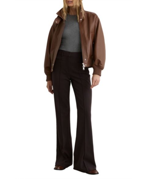 Женские куртки REISS Leather Funnel-Neck Bomber Jacket