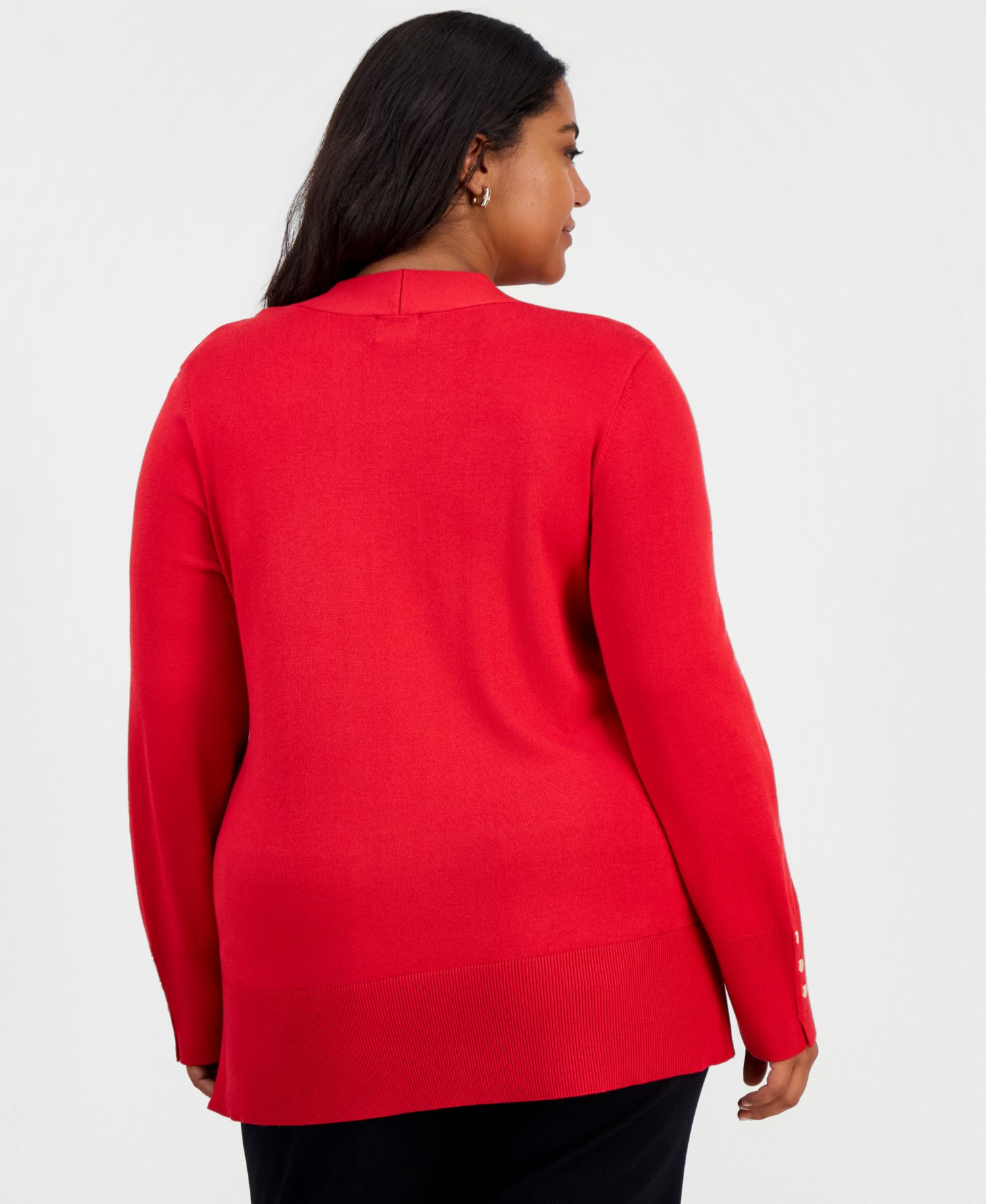 Plus Size High-Low Hem V-neck Sweater