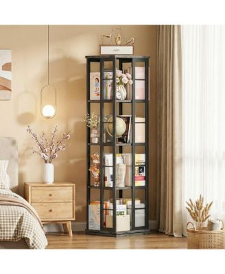 Corner 4-5 Tiers Display Shelves, Freestanding Rotating Bookshelf