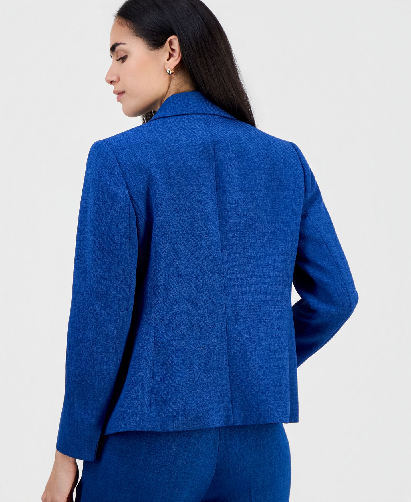 Женский пиджак Kasper Petite Peak-Lapel One Button Blazer, цвет: Синий ночной разноцветный — фото 4
