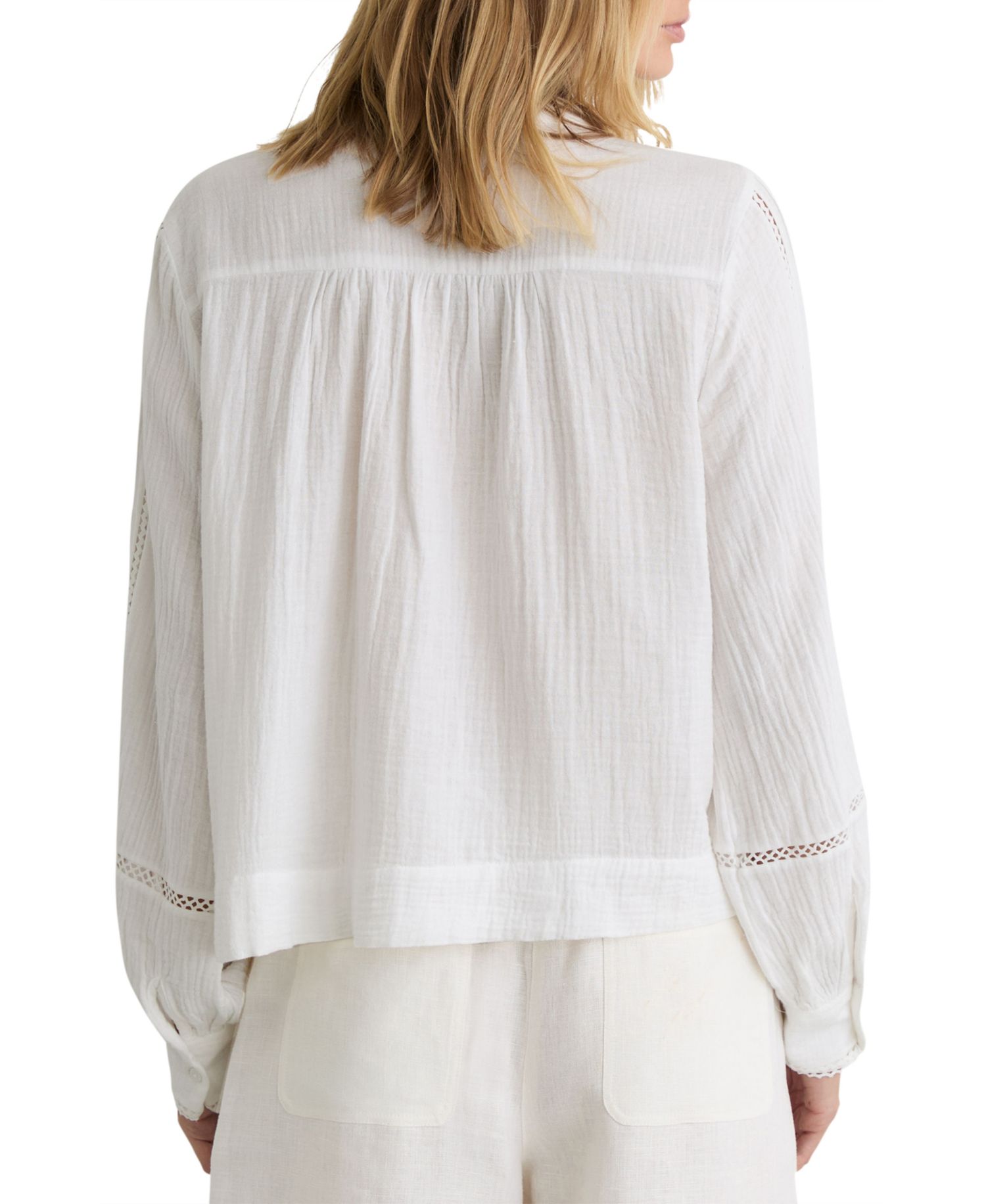 Women's Cotton Cheesecloth Long-Sleeve Top