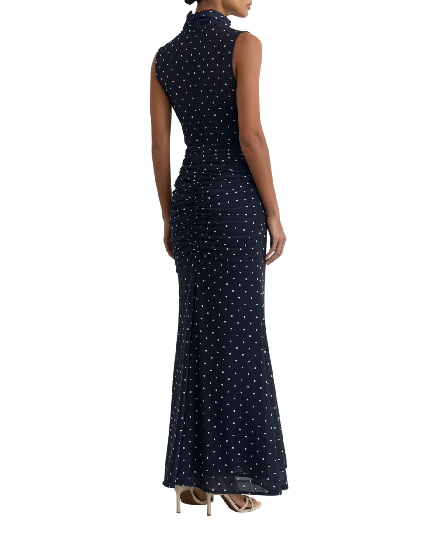Женское платье REISS Polka-Dot Print Sleeveless Maxi, цвет: Тёмно-синий / Молочный — фото 2