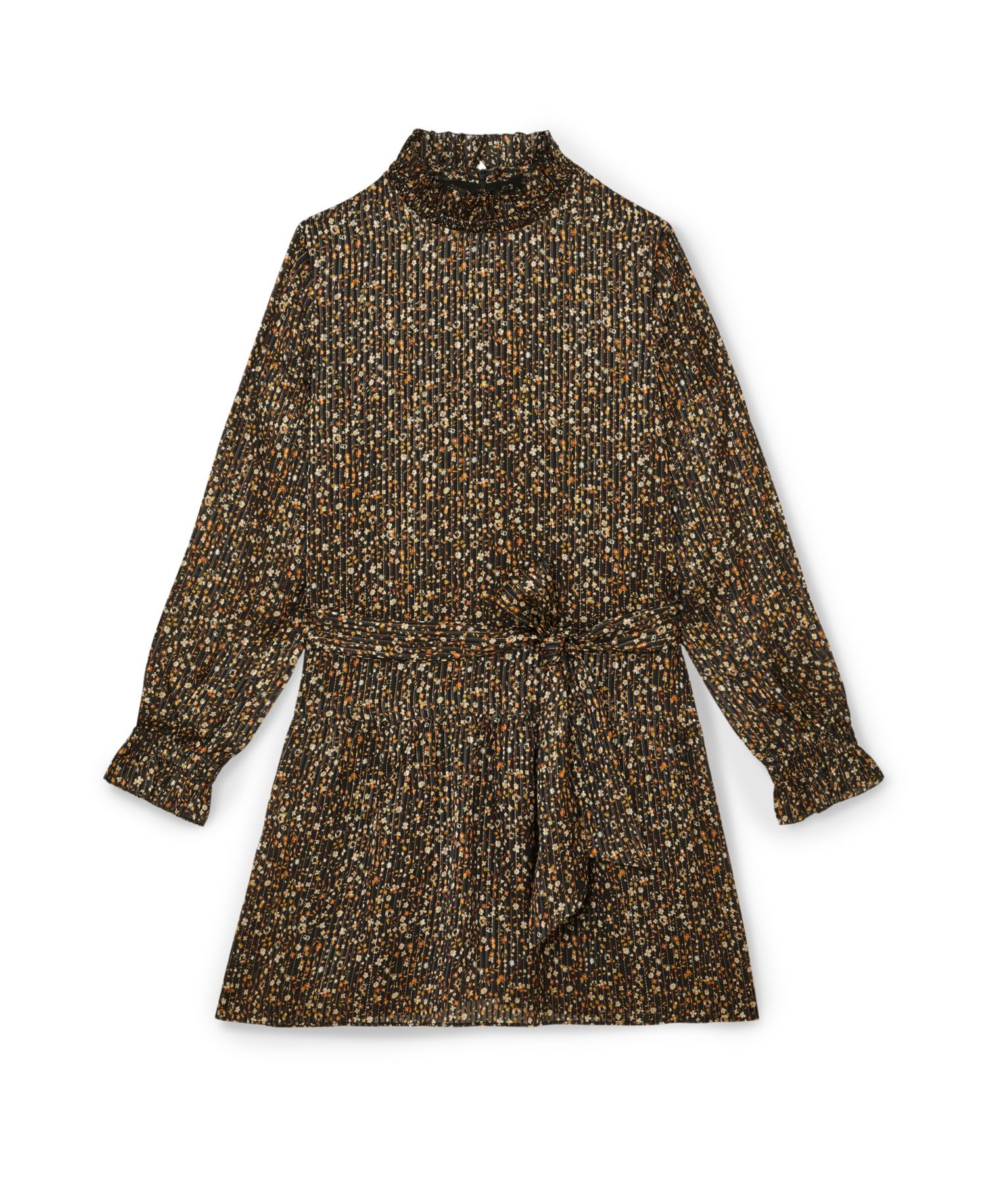 Women's Floral Metallic Flippy Mini Dress