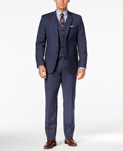Lauren Ralph Lauren Men's Slim-Fit Blue Plaid Vested Suit