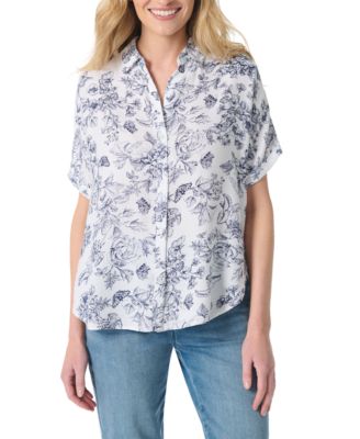 Women's Collar Short-Sleeve Button-Front Shirt