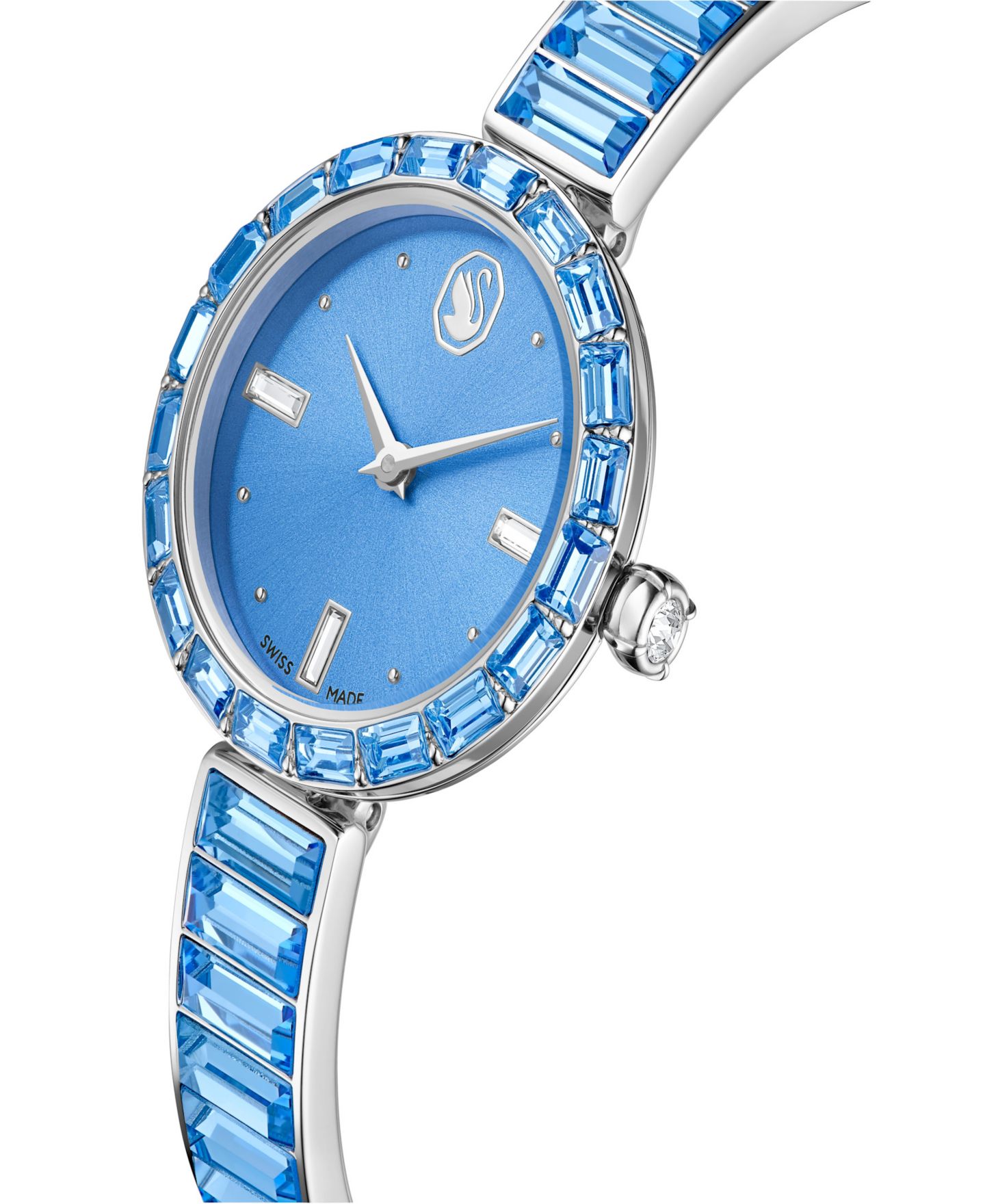 Женские часы Swarovski Matrix Bangle Swiss Crystal Bracelet Blue Stainless Steel Watch 25 x 25mm — фото 3