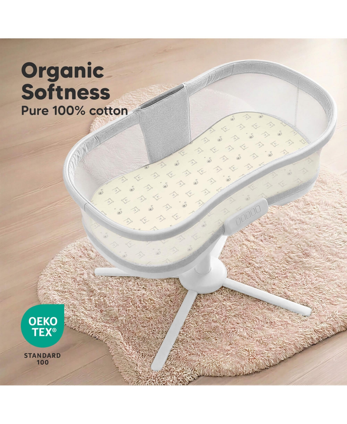 KeaBabies Soft Soothe Organic Cotton 2 Pack Bassinet Sheets, Halo BassiNest Hourglass 30" x 18"