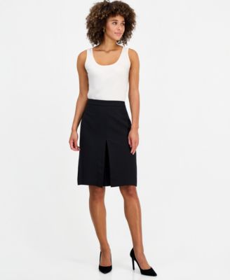 Women's Pleat-Front Crepe A-Line Skirt