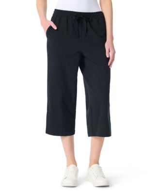 Women's Cotton Gauze Pull-On Drawstring Cropped Pants 