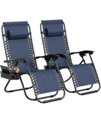 Set of 2 Patio Lounge Chair, Folding Portable Camping Chair for Yard, Garden