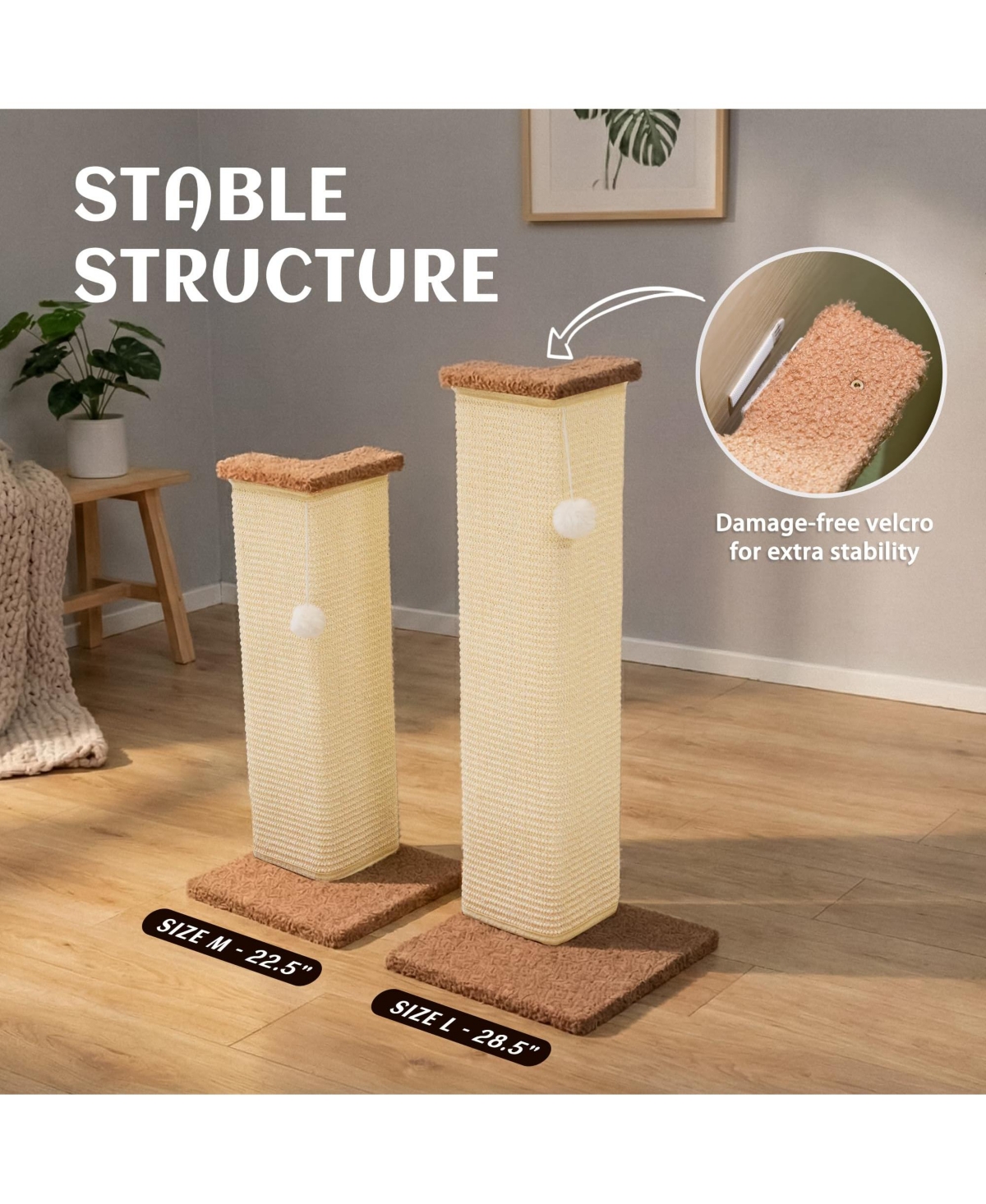 Aronkl Couch Corner Cat Scratcher Sisal Wall Scratch Pad Furniture Protection Plush Base Funnyball Included