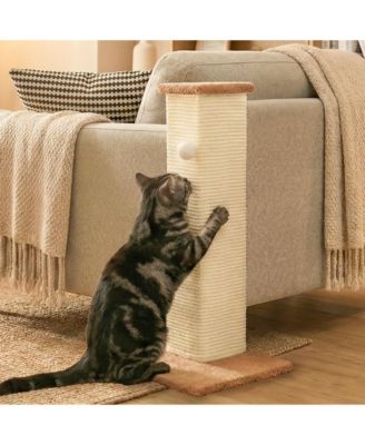 Couch Corner Cat Scratcher Sisal Wall Scratch Pad Furniture Protection Plush Base Funnyball Included