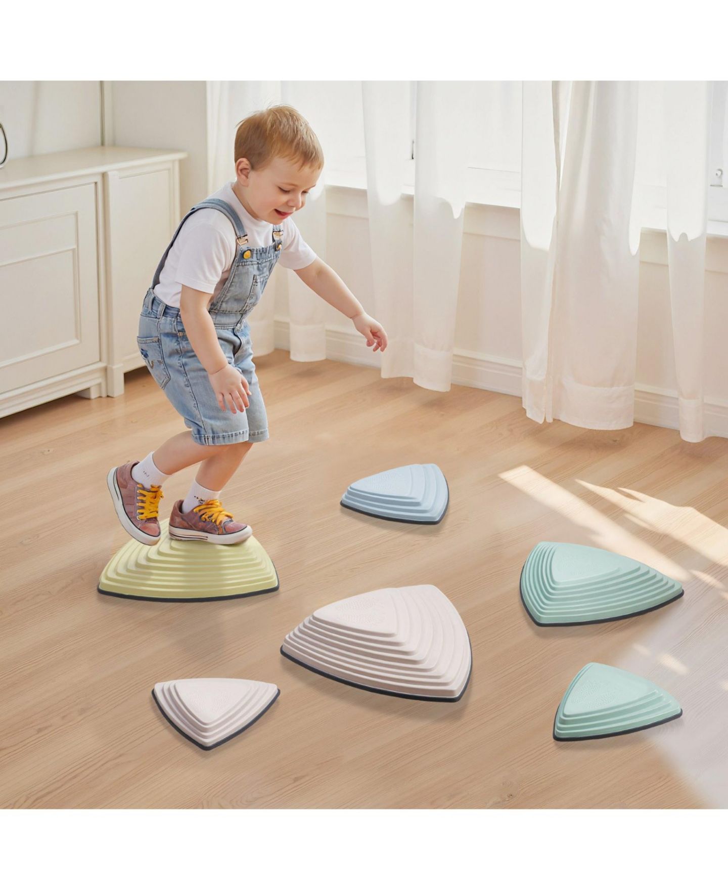 Детские игрушки Mecale Balance Stepping Stones for Kids, 6 Pieces Non-Slip Sensory Stones, 220 lbs Max, цвет: Серый — фото 2