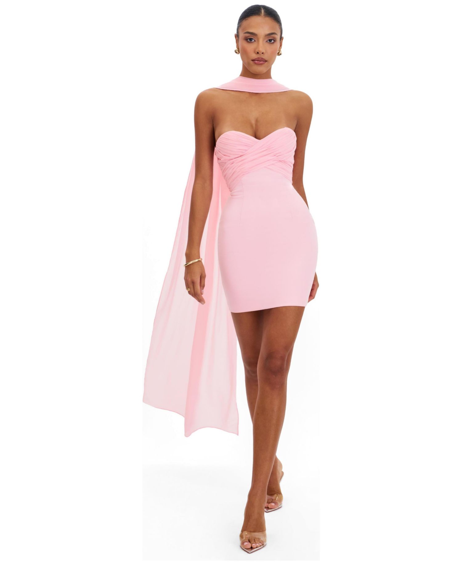 Women's Olivia Rose Pink Strapless Crossover Mini Dress