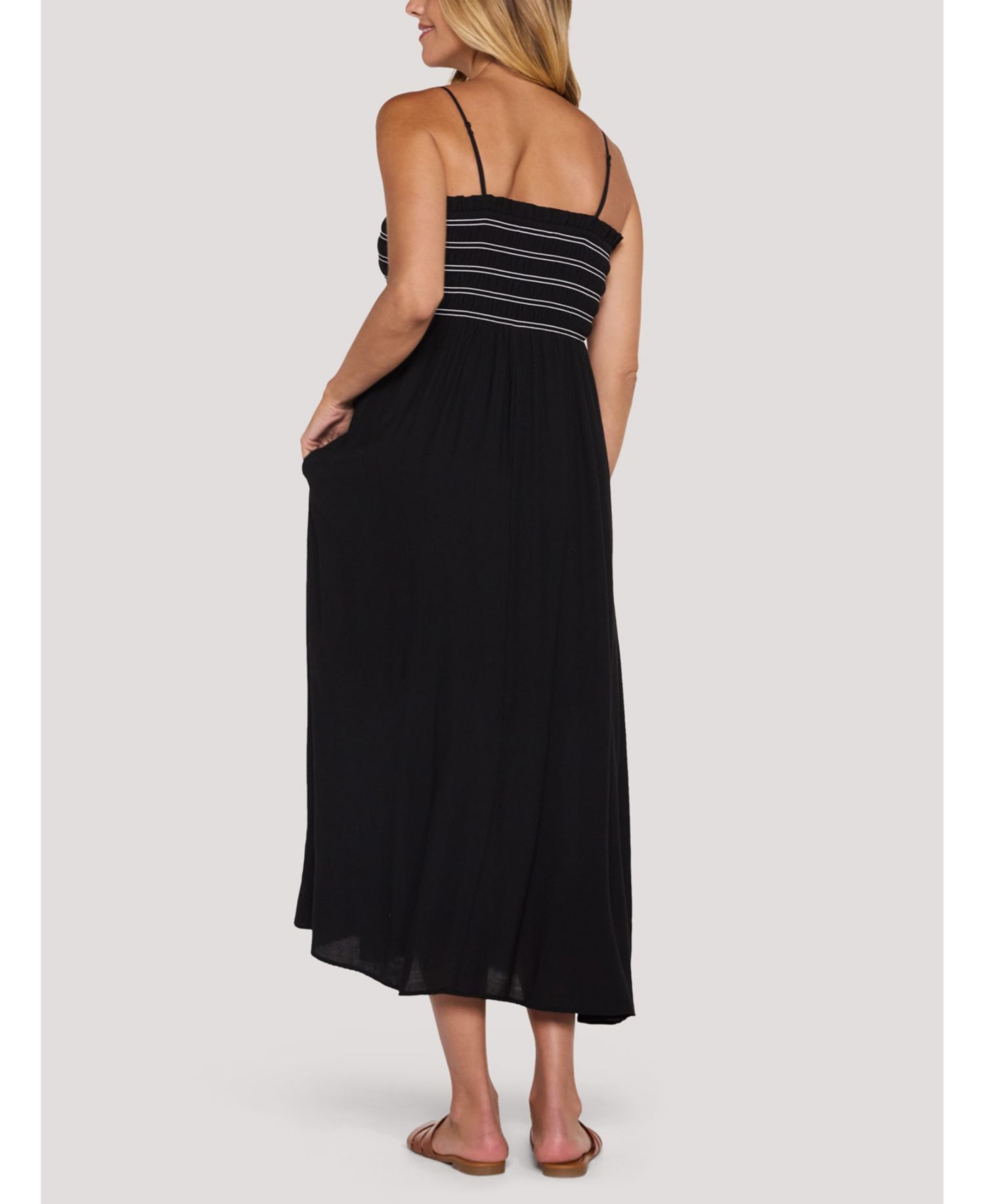 Women's Motherhood Smocked Maxi Dress With Removable Straps
