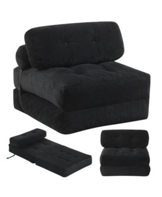Folding Sofa Bed, Convertible Sleeper Chair with Pillow Back Support Corduroy Cover