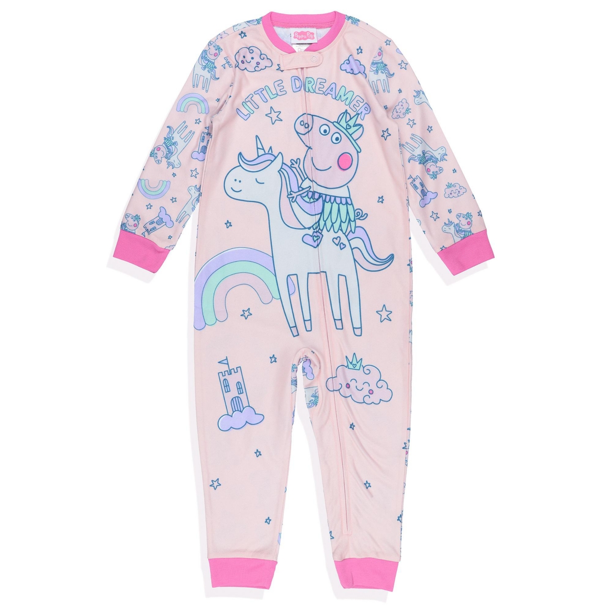 Peppa Pig Toddler Girls Pajama Dreamer Zip Front Footless Sleeper Union Suit Lounge Sleepwear