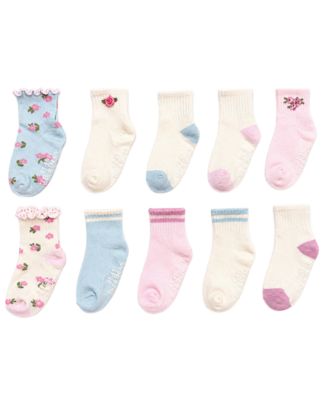 Toddler Boys' and Girls' 2T-4T Grippers Socks, 10-Pack