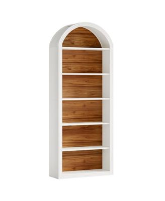 8 Tier Tall Bookshelf with Wooden Arched Display Shelves